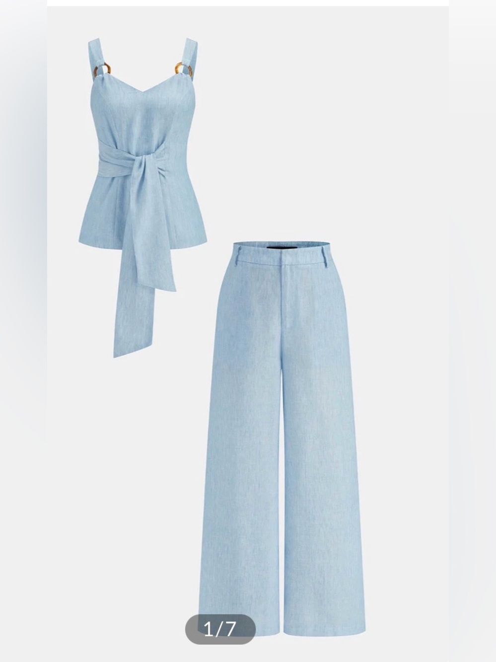 Commense Ring Detail Tie - Waist Top & Pants Set